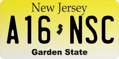 NJ license plate A16NSC