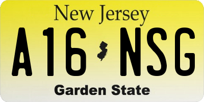 NJ license plate A16NSG