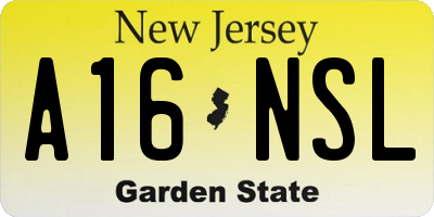 NJ license plate A16NSL