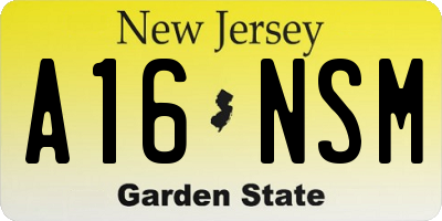 NJ license plate A16NSM