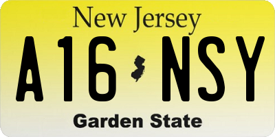 NJ license plate A16NSY