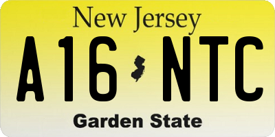 NJ license plate A16NTC