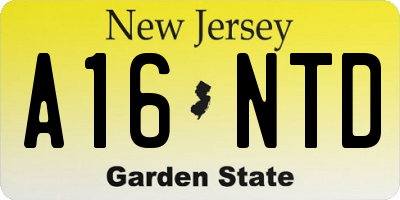 NJ license plate A16NTD