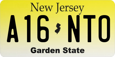 NJ license plate A16NTO
