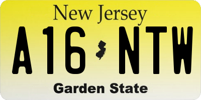 NJ license plate A16NTW