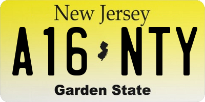 NJ license plate A16NTY