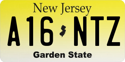 NJ license plate A16NTZ