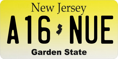 NJ license plate A16NUE