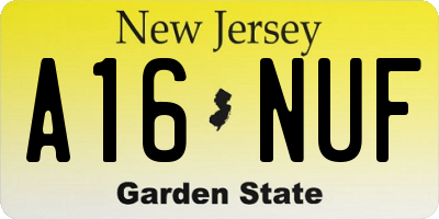 NJ license plate A16NUF