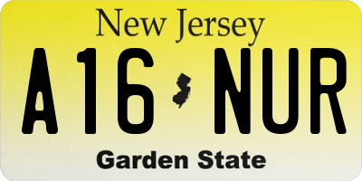 NJ license plate A16NUR