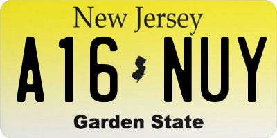 NJ license plate A16NUY