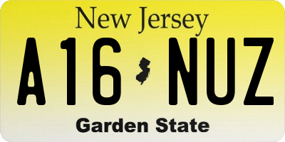NJ license plate A16NUZ