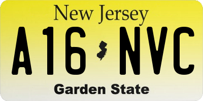 NJ license plate A16NVC