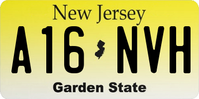 NJ license plate A16NVH