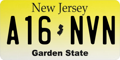 NJ license plate A16NVN
