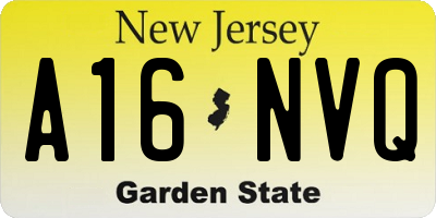 NJ license plate A16NVQ