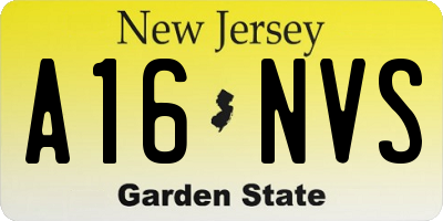 NJ license plate A16NVS