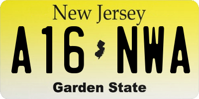 NJ license plate A16NWA