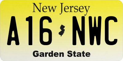 NJ license plate A16NWC