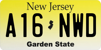 NJ license plate A16NWD