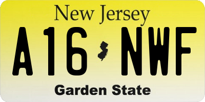 NJ license plate A16NWF