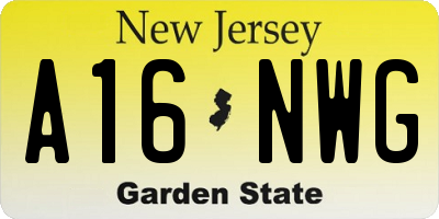 NJ license plate A16NWG