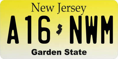 NJ license plate A16NWM