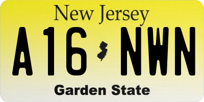 NJ license plate A16NWN