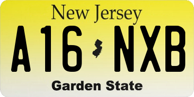 NJ license plate A16NXB