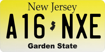 NJ license plate A16NXE