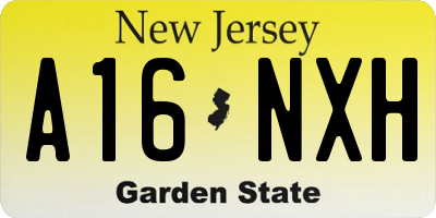 NJ license plate A16NXH