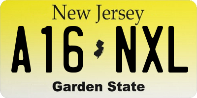 NJ license plate A16NXL