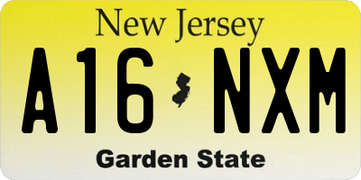 NJ license plate A16NXM