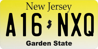 NJ license plate A16NXQ