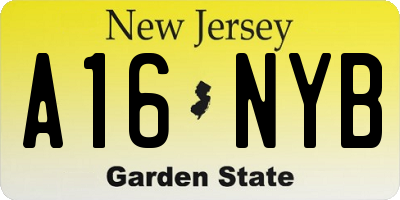 NJ license plate A16NYB