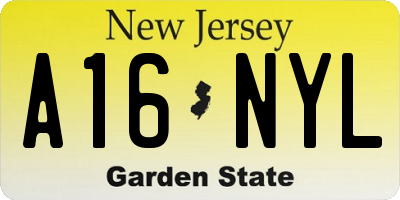 NJ license plate A16NYL