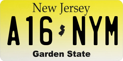 NJ license plate A16NYM
