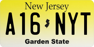 NJ license plate A16NYT