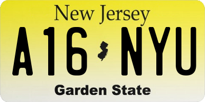 NJ license plate A16NYU