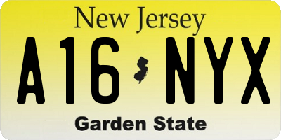 NJ license plate A16NYX