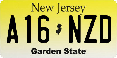 NJ license plate A16NZD