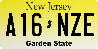 NJ license plate A16NZE