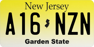 NJ license plate A16NZN