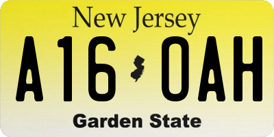 NJ license plate A16OAH