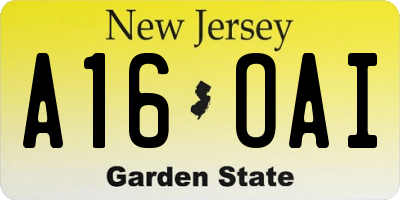 NJ license plate A16OAI