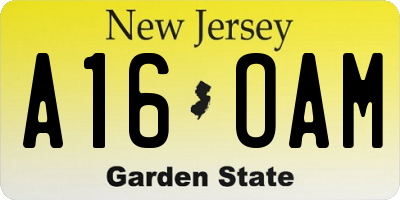 NJ license plate A16OAM