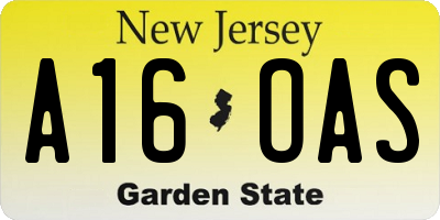 NJ license plate A16OAS