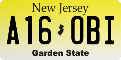 NJ license plate A16OBI