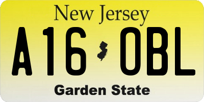 NJ license plate A16OBL