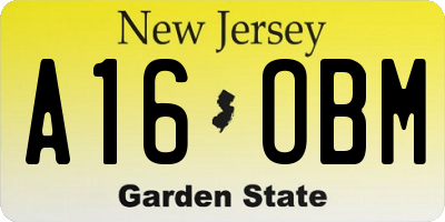 NJ license plate A16OBM